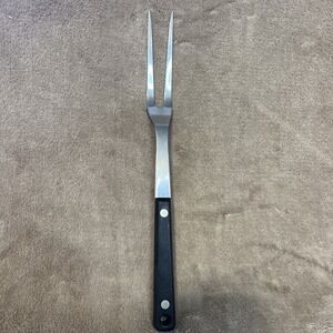 Vintage EKCO 11.5" Stainless Vanadium Meat Fork Carving Serving Black Handle USA